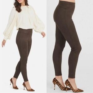 Spanx Faux Suede Pull On Leggings Camel Brown M